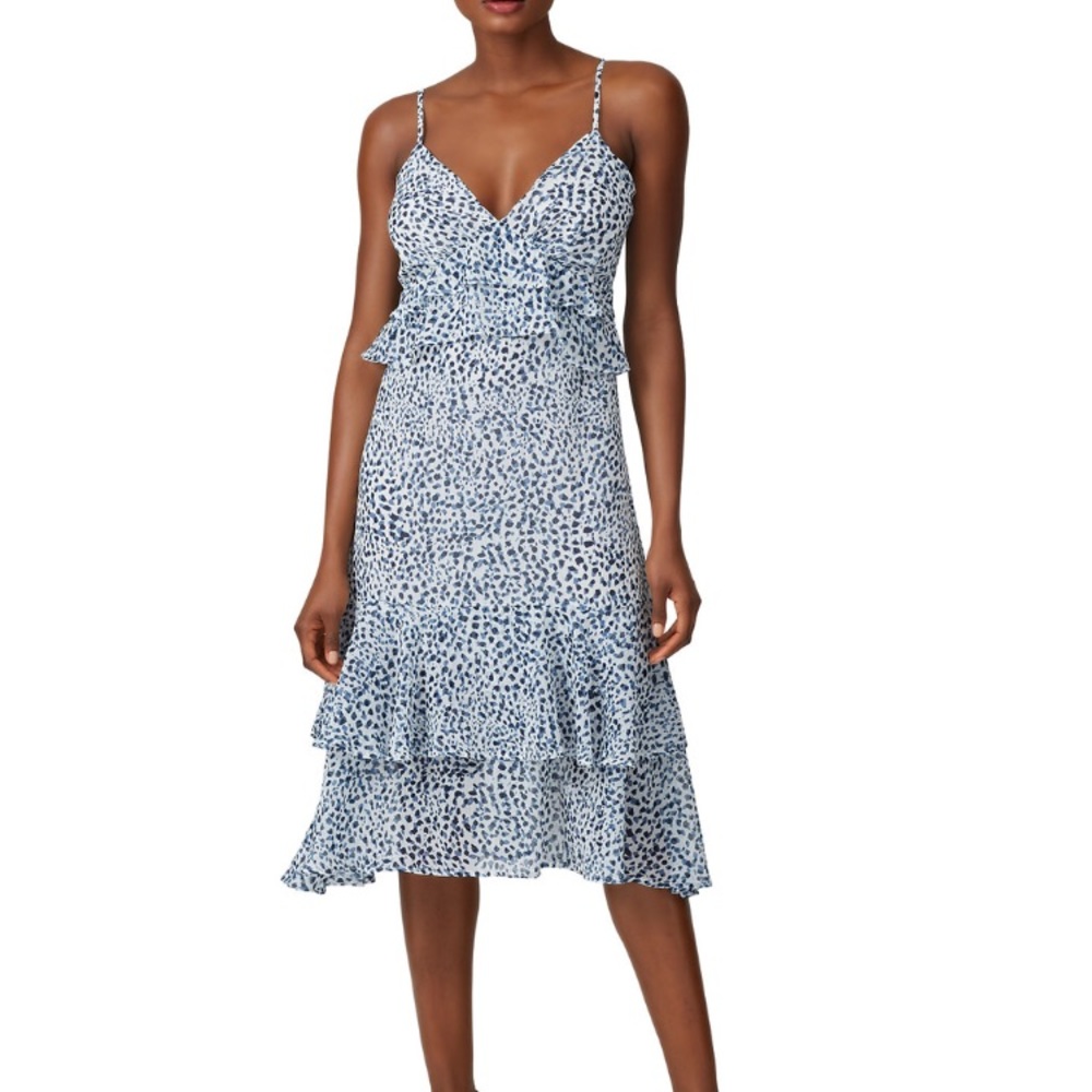 Slate & Willow Tiered Leopard Print Midi Dress M